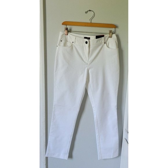 Rafaella Womens Classic Twill Higher Rise Straight Hip Slim Ankle Pants 6 White - Picture 1 of 7